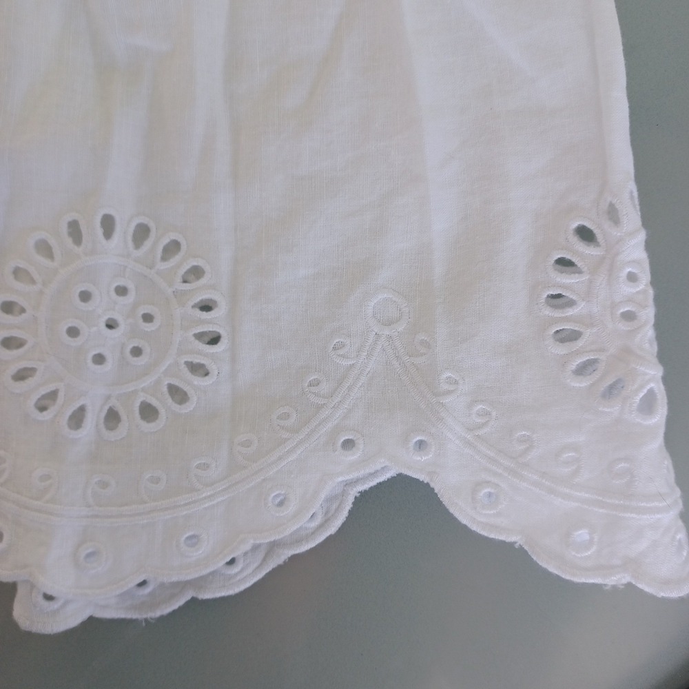 J.McLaughlin White‎ Linen Blend Eyelet Scalloped Hem Tiered Midi Skirt Large NWT - Picture 10 of 14